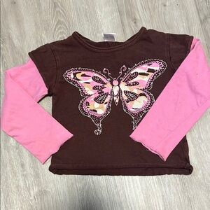 Pink and Brown Butterfly Kids Shirt